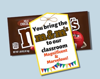 DESCARGA INSTANTE Etiqueta de regalo de Apreciación del Maestro M&Ms, regalo fácil, regalo del maestro