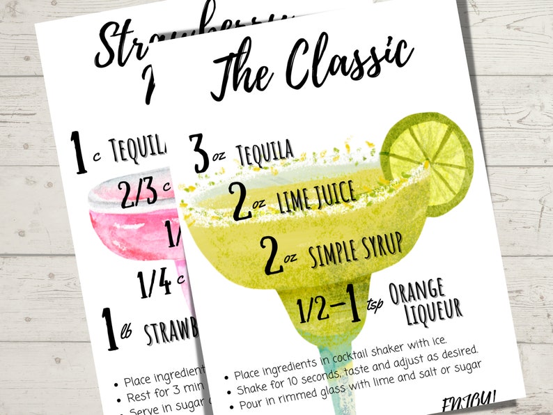Printable Margarita Recipe Bundle for National Margarita Day, Fiesta Theme, Margarita Monday ...