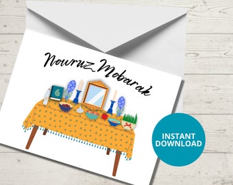 Tarjeta de Nowruz imprimible en inglés y farsi incluidos.