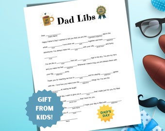 DESCARGA INSTANTÁNEA Día del Padre Dad Libs, Mad Libs, Regalo para papá, Regalo divertido para papá, Regalo para papá