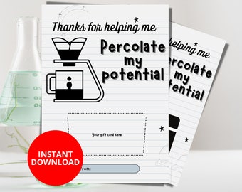 Titular de tarjeta de regalo de agradecimiento al maestro único imprimible