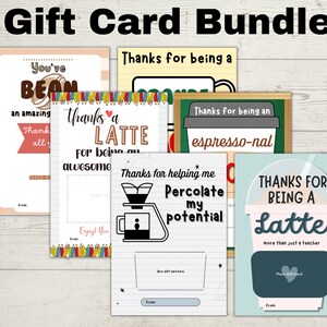 INSTANT DOWNLOAD, Teacher Appreciation Gift Card, Teacher Appreciation Gift Tag, Coffee Gift Card for Teacher, Teacher Thank you gift