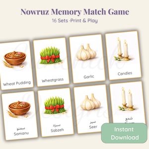 Printable Nowruz Memory Matching Game/Flash Cards