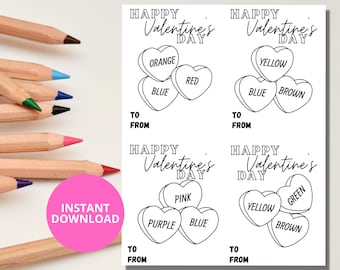 Tarjetas para colorear de San Valentín para niños imprimibles