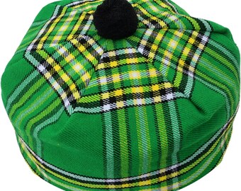 Kilt Emporium Irish Tartan Tam Hat - Traditional Tam O Shanter Hat Men Caps with Pompom - Classic Scottish Caps for Men