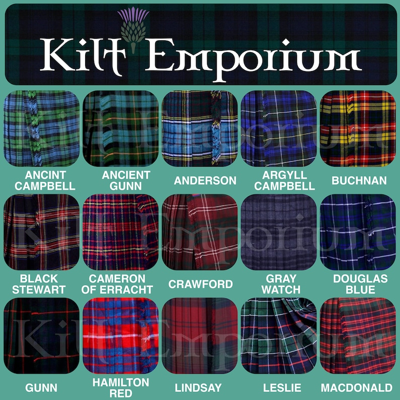 Scottish Tartan Kilts - Premium Wool Blend - 8 Yards, 16oz - Handcrafted by Kilt Emporium