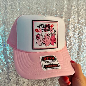 Mean Ghouls Trucker Hat | mean ghouls hat, Halloween, cute trucker hats, Halloween trucker hats, girly hat, gifts for her Pink/White