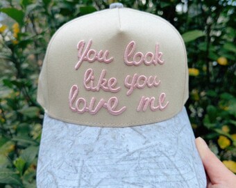Embroidered Trucker Hat | "You Look Like You Love Me" Camo Brim, Western Style