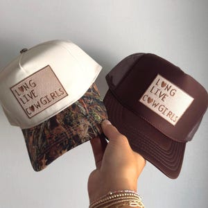 Long live cowgirls hat | cowgirl trucker hat, country concert hat, cute trucker hat, western hats, coastal cowgirl, summer, camo trucker hat