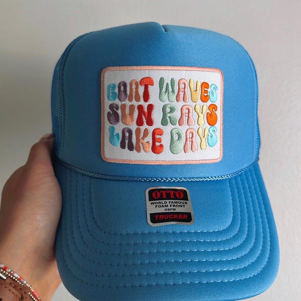Lake Days Trucker Hat | preppy trucker hat, lake day, trucker hats for women, summer hats, cute trucker hats, boat day, summertime, preppy