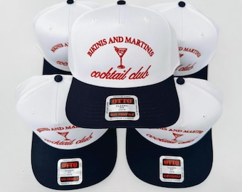 Bikinis and Martinis Trucker Hat | Cocktail Club, Summer Vacation