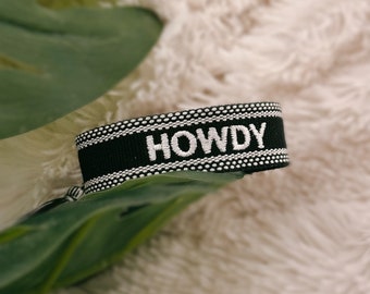 Embroidered Bracelet - Howdy | tassel bracelet, friendship bracelet, embroidered bracelet, birthday gift, bachelorette gift, gifts for her