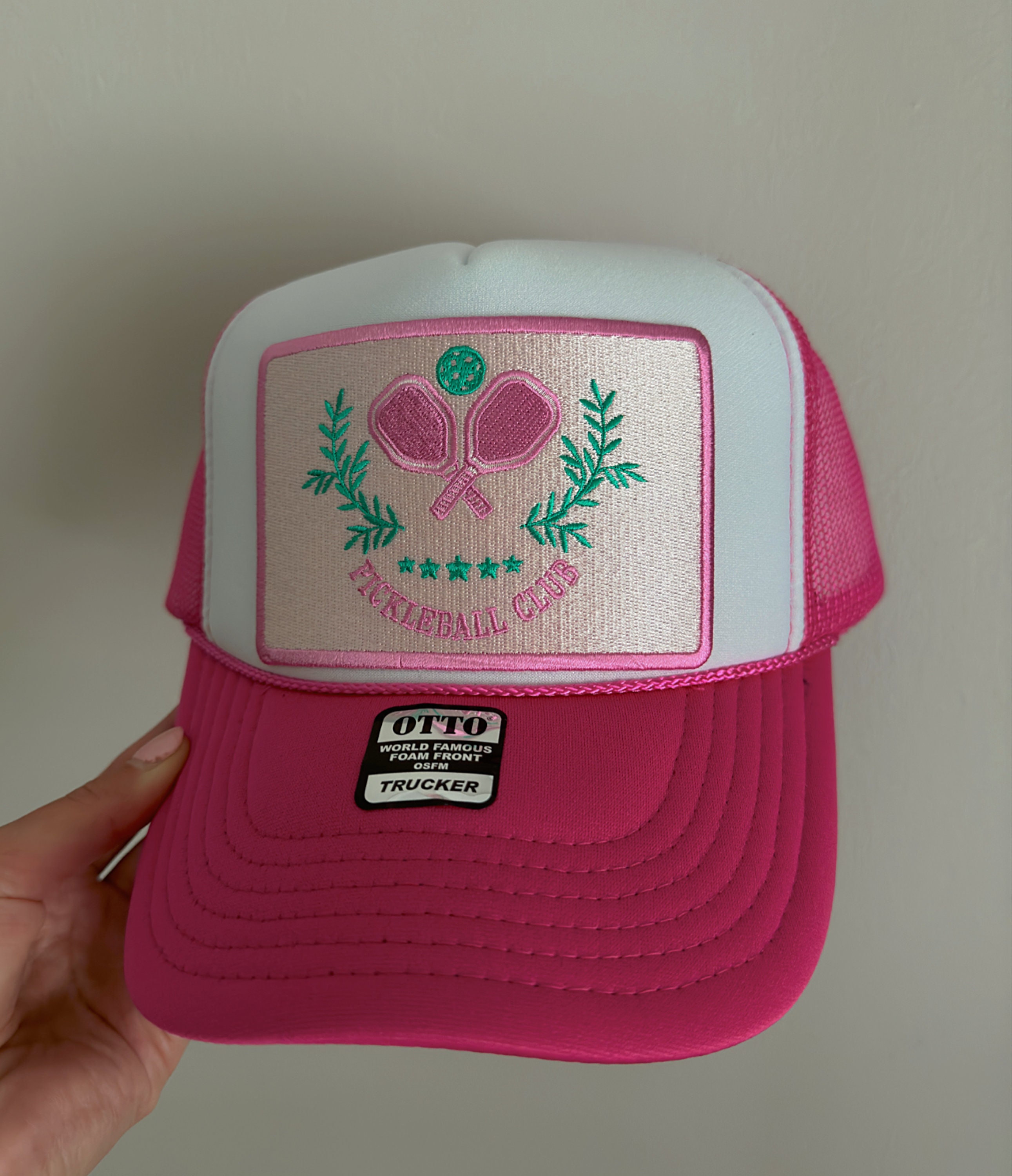 ???OTTO: HOT PINK “IN MY PICKLEBALL ERA” Trucker Hat Otto 55-133 5-Panel High Crown Foam Trucker Hats - Neon  main image 3