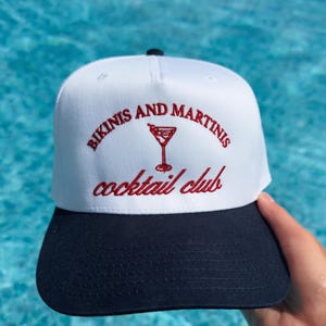 Bikinis and Martinis Trucker Hat | Cocktail Club, Summer Vacation image 2