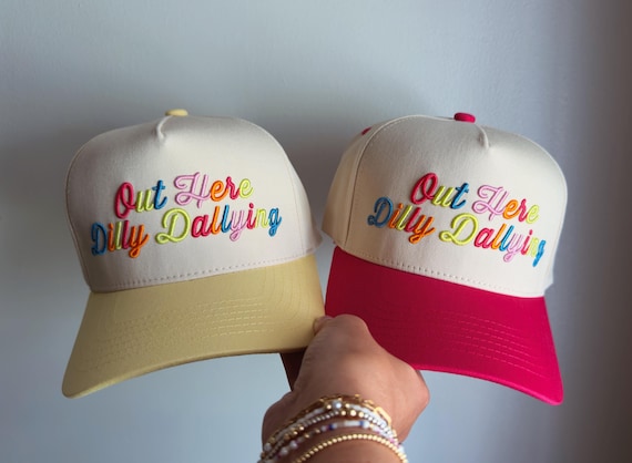 Out Here Dilly Dallying Hat | preppy, colorful hat, cute summer trucker hat, beach day, lake day