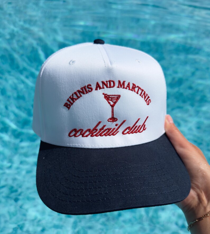 Bikinis and Martinis Trucker Hat | Cocktail Club, Summer Vacation image 3