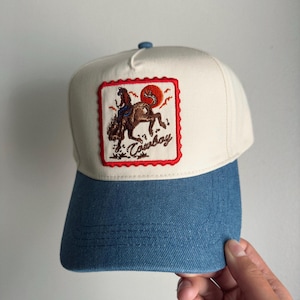 Denim Cowboy Trucker Hat: Rodeo, Western Style, Patch Hat