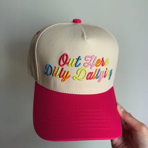 Out Here Dilly Dallying Hat | preppy, colorful hat, cute summer trucker hat, beach day, lake day image 5