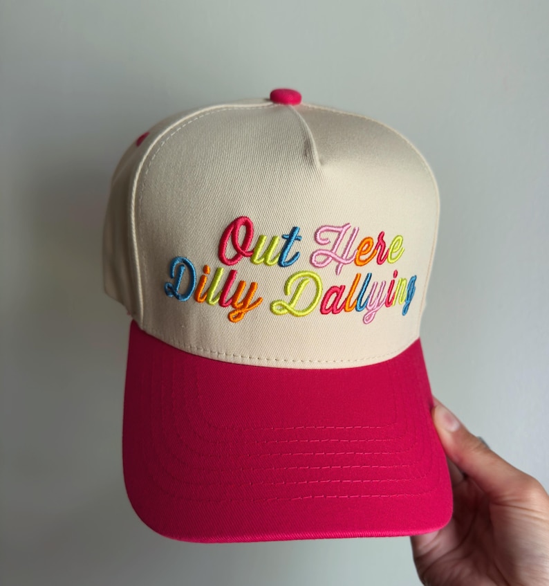 Out Here Dilly Dallying Hat | preppy, colorful hat, cute summer trucker hat, beach day, lake day image 5