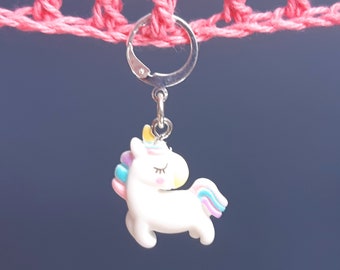 Niedliches Regenbogen Einhorn Kawaii Maschenmarkierer, versilberter Lever Back häkeln, Harz Anhänger Fortschrittanzeiger, Reihenmarkierer Geschenk