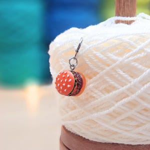 Marqueur de mailles superposées pour hamburgers, accessoire crochet en métal argenté, pendentif de charme de restauration rapide, accessoires pour crochets pour rangs de tricot