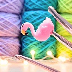 Flamingo Stitch Stopper, Scissor Tip Protector, Knitting Needle Cap, Crochet Project Saver, WIP Bag Tools Notions Accessories Supplies