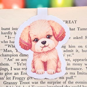 Puppy Magnetic Bookmark, Yarn Pals Bobby Cockapoo, Bookish Accessory Page Marker Keeper, Crocheter Knitter Gift, Pets Dogs
