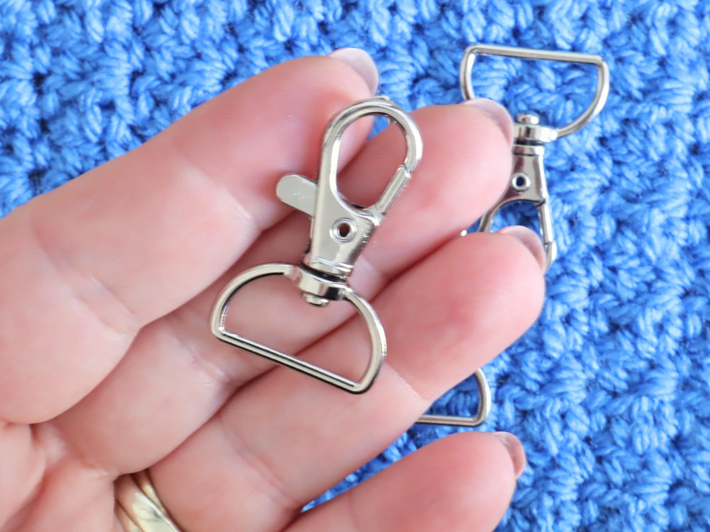 D-Ring Drehhaken Karabinerverschluss, Silber Lanyard Clips Handtasche Gurt, Drehauslöser Karabinerhaken, Schlüsselbund Haken