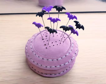 Gothic Fledermaus Näh-Pins, Set mit 10 lustigen Blockier-Pins, Amigurumi Positioning Pins, häkeln, Strickzubehör, vernickelte Pins, schwarz lila