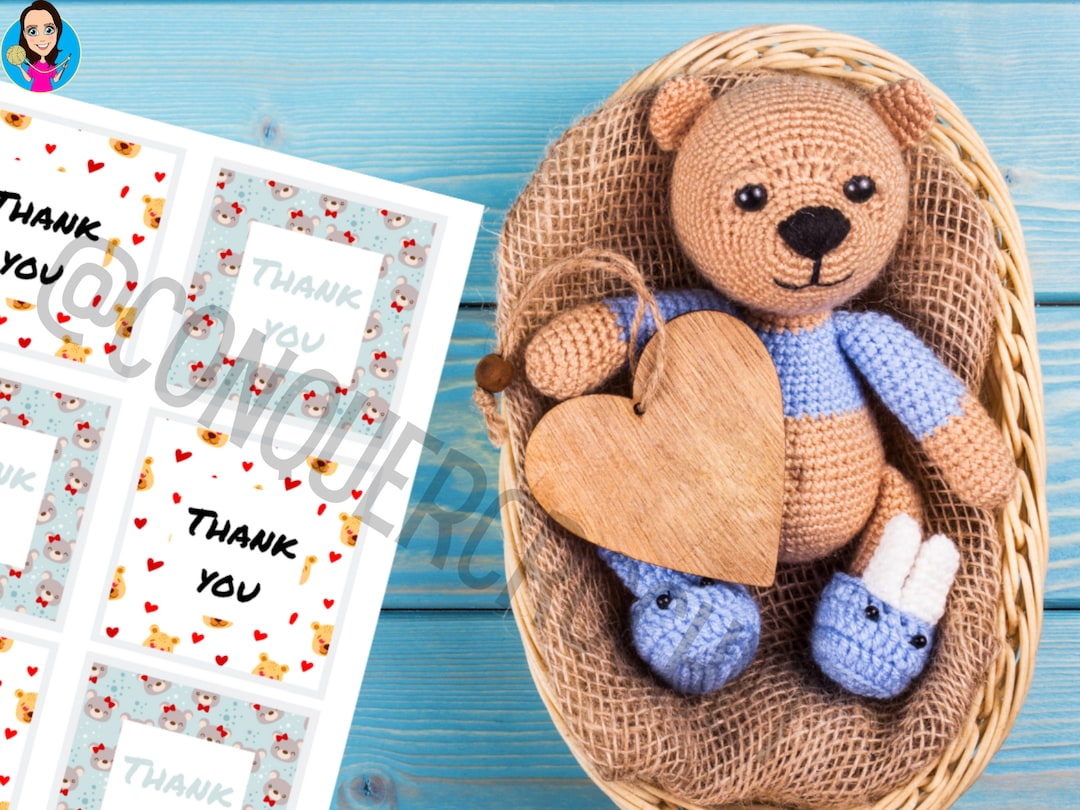 Teddy Bear Wrap Labels for Crochet Products and Gifts, Crochet Business