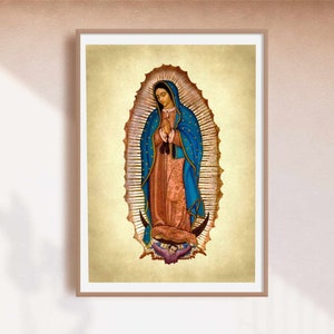 Nuestra Señora de Guadalupe / Virgen María / María Inmaculada / Impresión de Arte Religioso / Arte de la Pared Católica / Cartel Católico