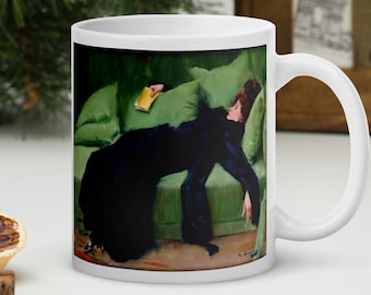Vintage Inspired Art Mug - Ramon Casas Replica, Elegant Lady Portrait Decadent Young Woman