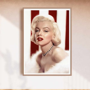 Stampa artistica a colori glamour vintage di Marilyn Monroe / Marilyn Monroe Wall Art / Poster scaricabile di Marilyn