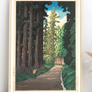 Nikko Reise Vintage Poster | Japanischer Wald Kunstdruck | Ukiyo-e Digitaler Download | Japandi Wohndekor