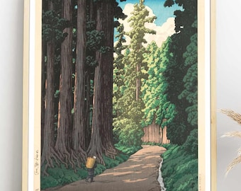 Nikko Journey Vintage Poster | Japanese Forest Art Print | Ukiyo-e Digital Download | Japandi Home Décor