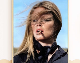 Vintage Brigitte Bardot Art Print | Colorful Hollywood Icon Wall Decor | Retro Movie Star Poster