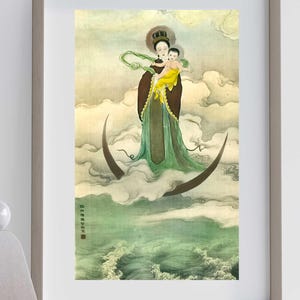 Downloadable Chinese Madonna and Child Print | Chen Yuandu Christian Art | Vintage Asian Religious Wall Decor | Digital Printable Art