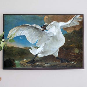 Classical Swan Vintage Enhanced Artwork: Downloadable Print of &quot;The Threatened Swan&quot; | Dutch Painting Wall Art | Digital Instant Download