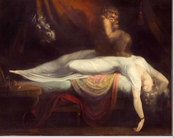 The Nightmare Art Print - Henry Fuseli Gothic Wall Decor, Romantic Era Painting, Dark Aesthetic Gift, Vintage Supernatural Artwork