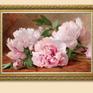 Peony Vintage Floral Painting - Peonies Flower Print - Pink Wall Art - Flower Prints - Kitchen Prints