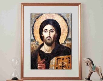 The Christ Pantocrator| Jesus Christ icon Sina| Bible Art | Greek Orthodox | Byzantine Art