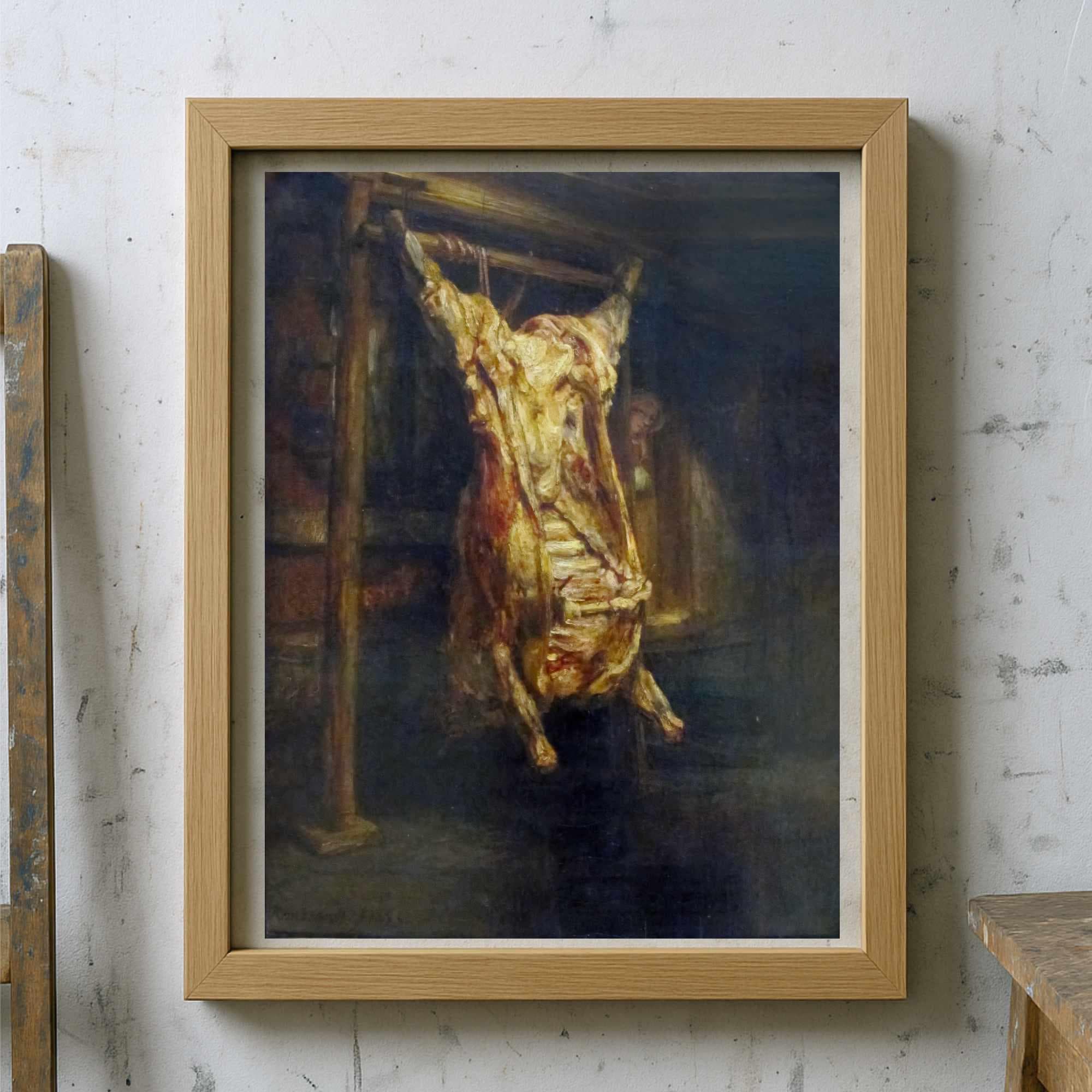 レンブラント「屠殺された牛」プリント可能なウォールアート - ダーク