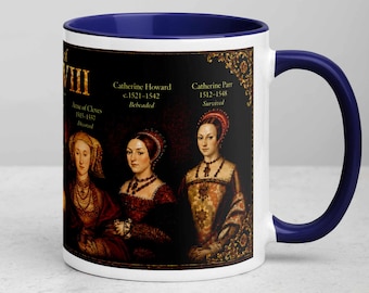 Mug Six femmes d'Henri VIII, tasse à café histoire Tudor, cadeau Anne Boleyn, cadeau professeur d'histoire, tasse Renaissance pour amateur d'histoire
