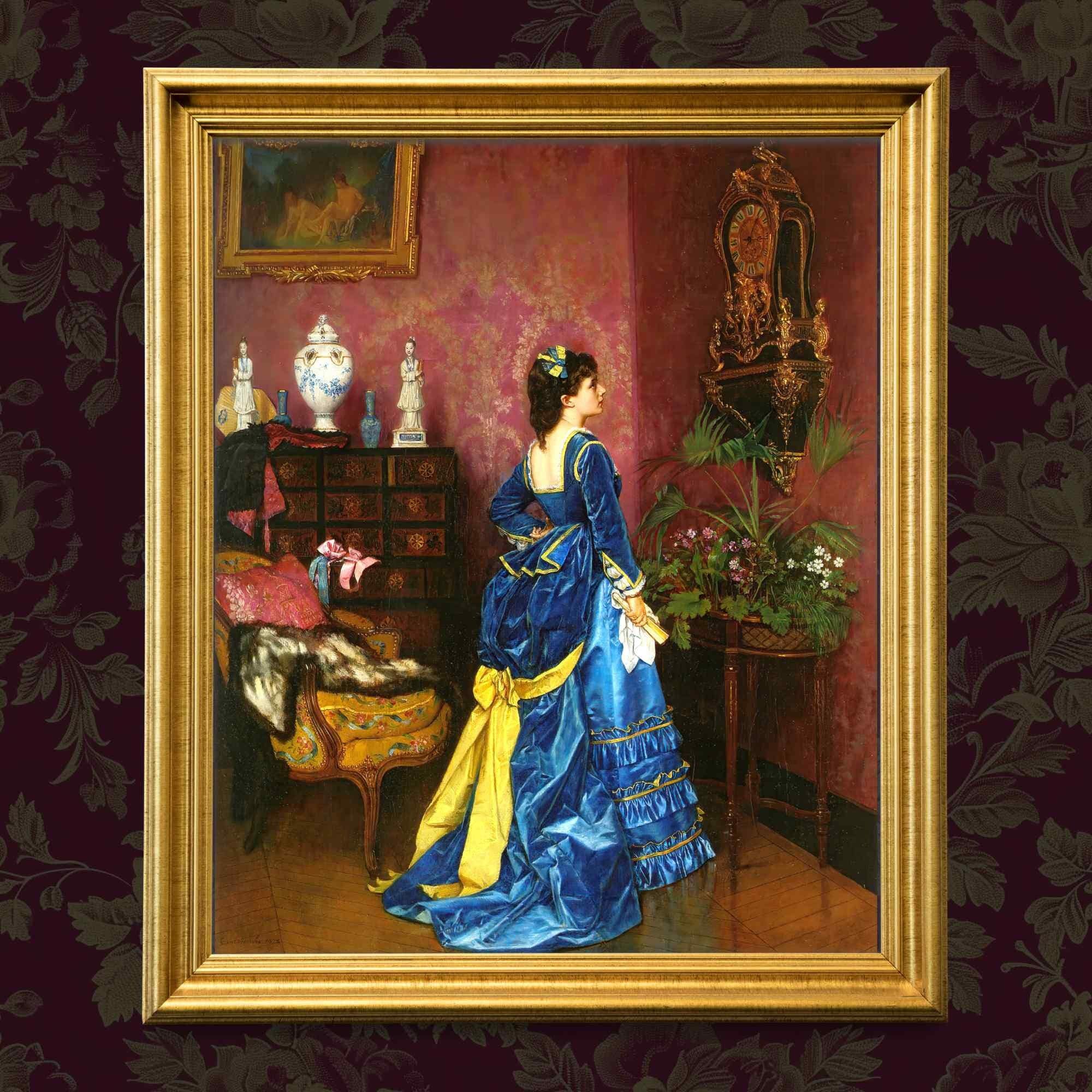Victorian Woman in Blue Dress, Vintage Painting - Wall Art Dcor - Etsy Victorian Woman in Blue Dress, Vintage Painting - Wall Art Dcor - Etsy