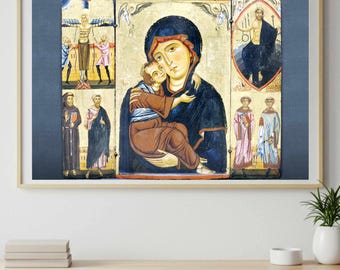 ビザンチン様式の聖母子像 – 中世の三連祭壇画 – キリスト教の宗教的