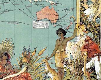 1886年大英帝国世界地図 - ウォルター・クレイン歴史版画
