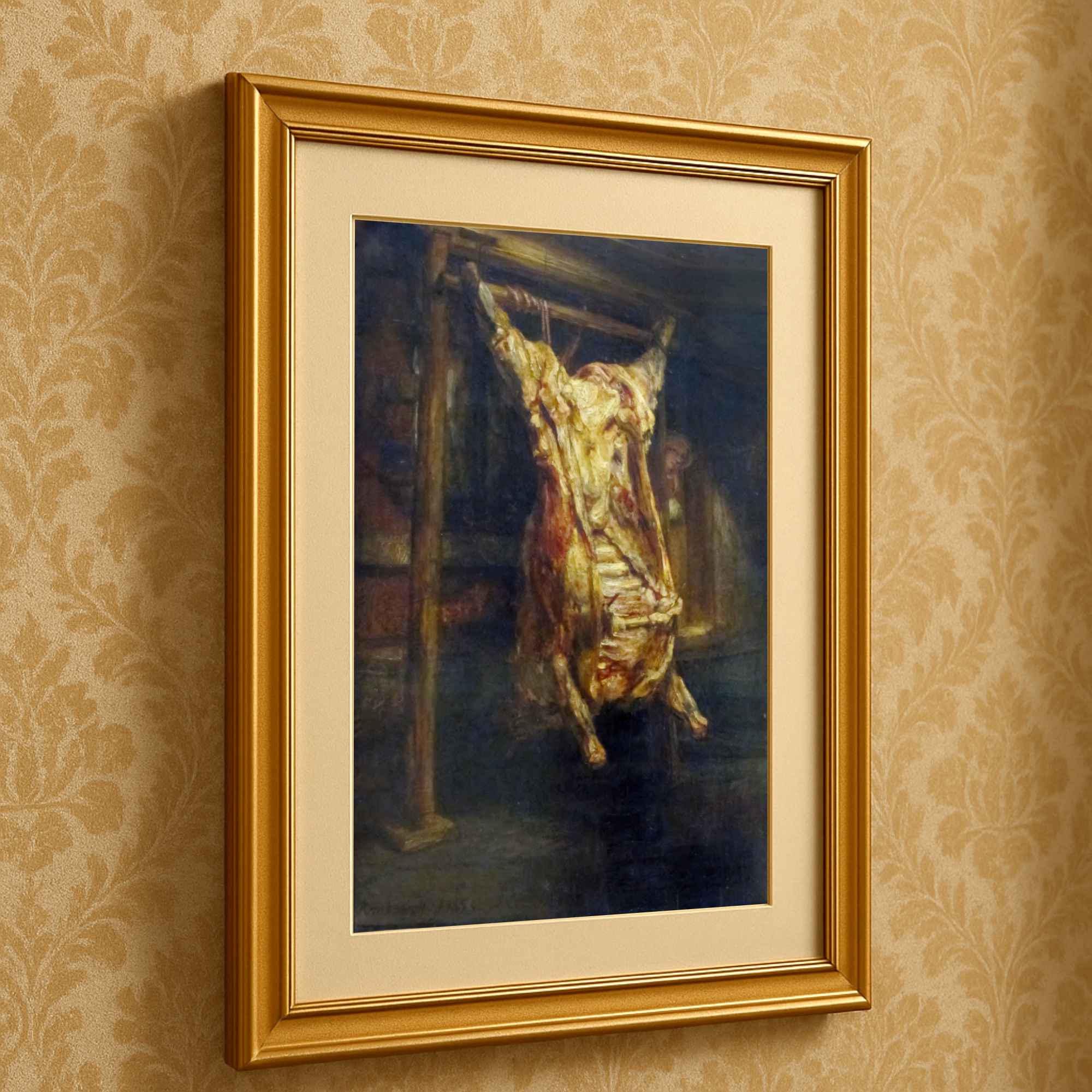 レンブラント「屠殺された牛」プリント可能なウォールアート - ダーク