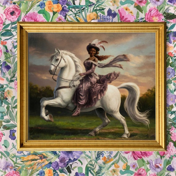 Victorian Era Regal Art Print, African American Woman on White