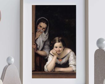 窓辺の二人の女性 ヴィンテージ ウォールアート | ムリーリョ バロック