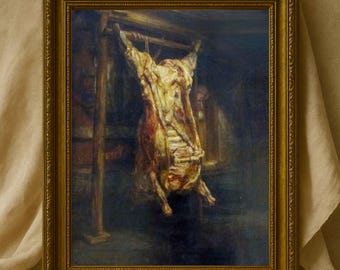 レンブラント「屠殺された牛」プリント可能なウォールアート - ダーク